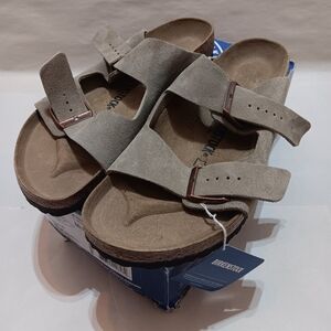 Birkenstock Arizona Taupe Suede Sandal EU 44, US Men 11 Normal Fit, Regular Foot